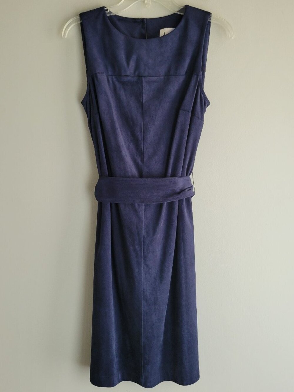 Joseph Ribkoff “Micro Suede” Midnight blue Sleeveless Sheath Dress Size 8
